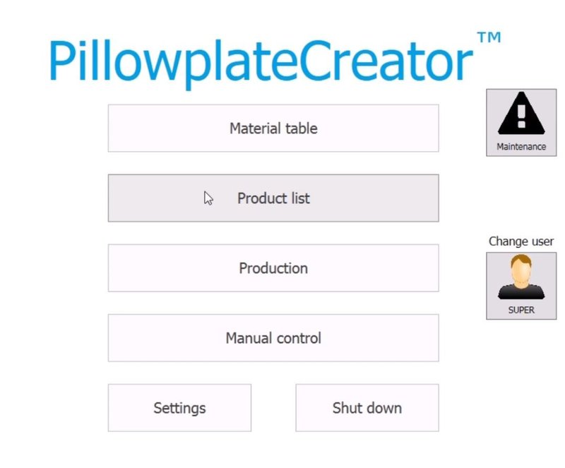 User interface - PillowPlateCreator™ - Rodomach